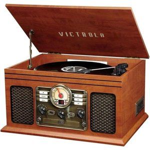6-in-1 Bluetooth Record Player & Multimedia Center with Built-in Speakers